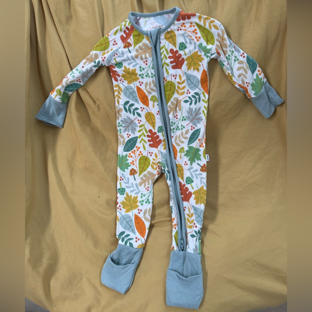 Little Sleepies Blue and Green Footies with Full-Length Zipper